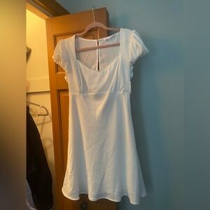 All in Favor White Mini Flair Dress